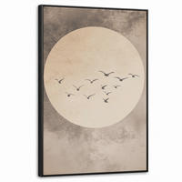 LEINWAND Bilder mit Rahmen - Vogel - Beige - Japanisch - 60x90 - Taupe, Textil (60/90cm) - MuchoWow