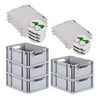 EUROBOX 5x Nextgen Economy Mit Scharnierdeckel Grau/GrünGriffe Offen 16 Liter - Grün, Kunststoff (30/17/40cm) - PROREGAL