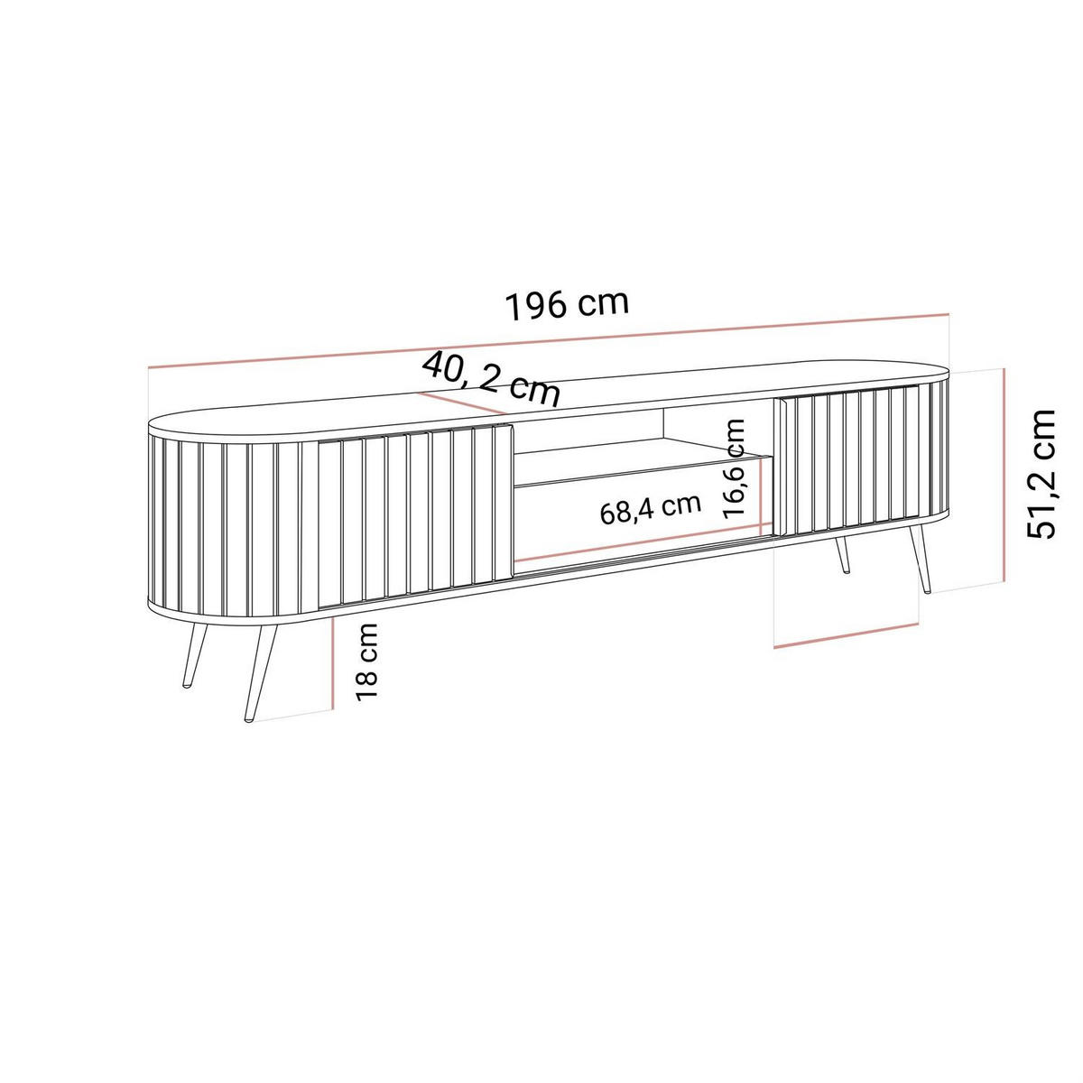 TV-SCHRANK WILLOW mit Schiebefronten - Eichefarben, Holzwerkstoff (196/51/40cm) - Lookway