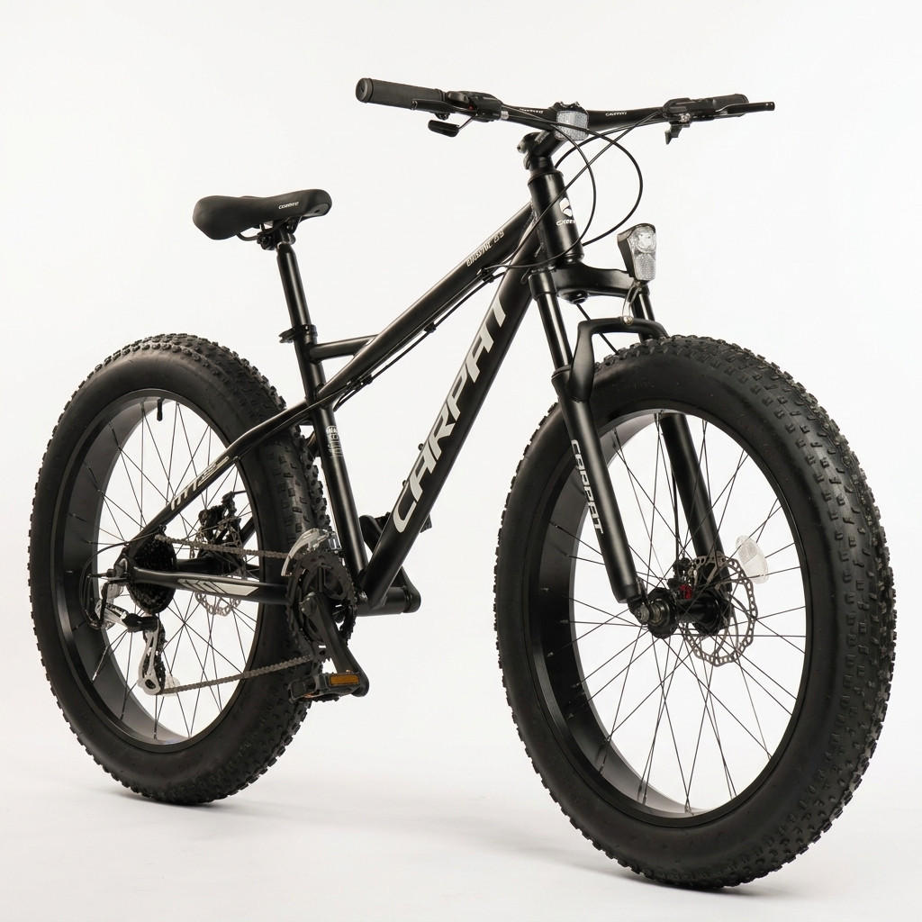 MOUNTAINBIKE 26 Zoll Schwarz + Weiß – 4.0 Zoll Fettreifen – 2x8 Gangschaltung – Aluminiumlegierung - Schwarz, Metall (24cm) - Oxeza