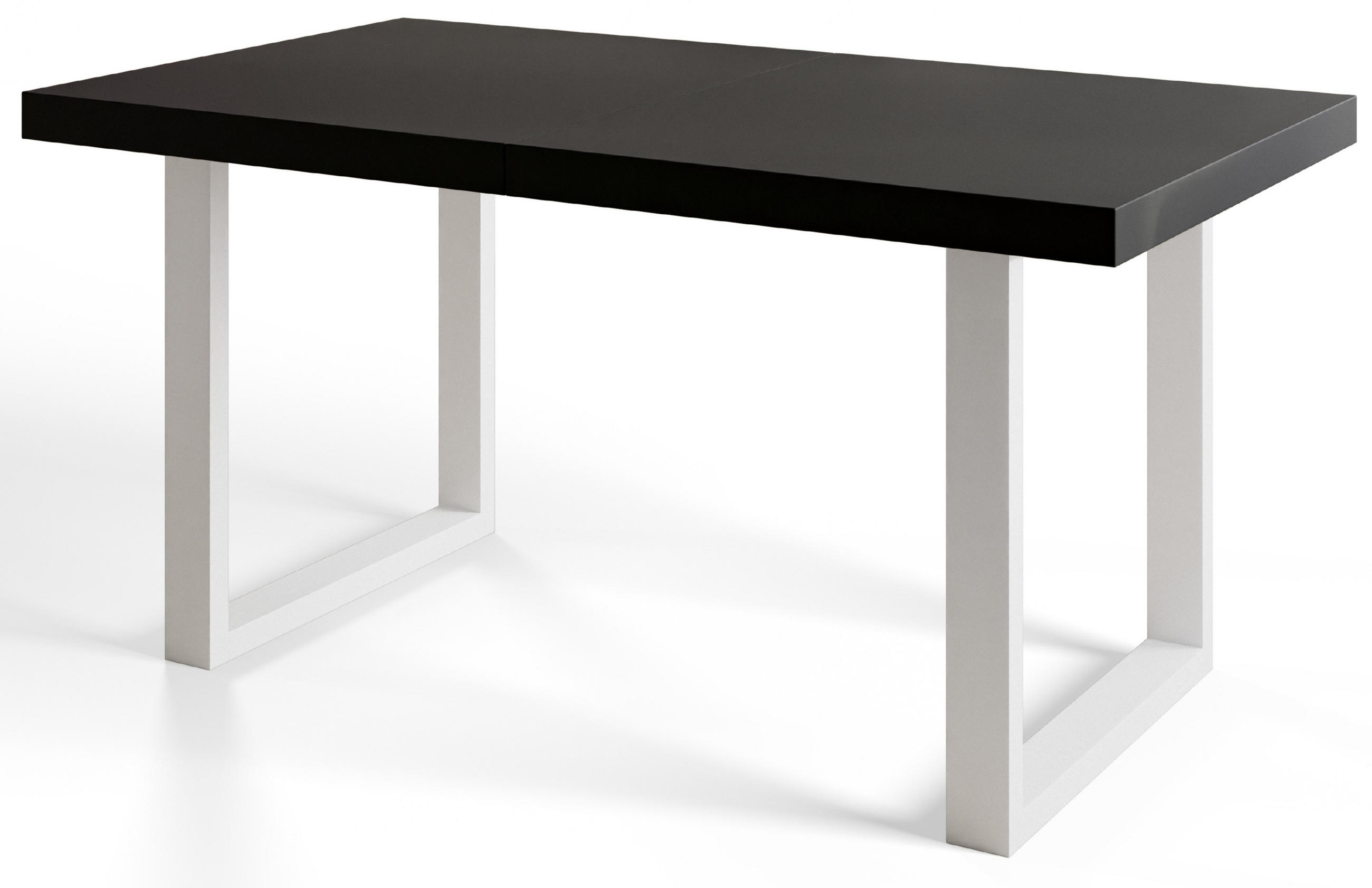 ESSZIMMERTISCH LOFT-U 200X100X77 cm, Farbe: Schwarz, mit Metallbeinen in Farbe Weiß - Schwarz/Weiß, Holzwerkstoff (200/100/77cm) - Alpi-Möbel