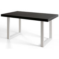 ESSZIMMERTISCH LOFT-U, ausziehbarer Tisch 160-260X90X77 cm, Farbe: Schwarz, mit Metallbeinen in Farbe Weiß - Schwarz/Weiß, Holzwerkstoff (160/90/77cm) - Alpi-Möbel
