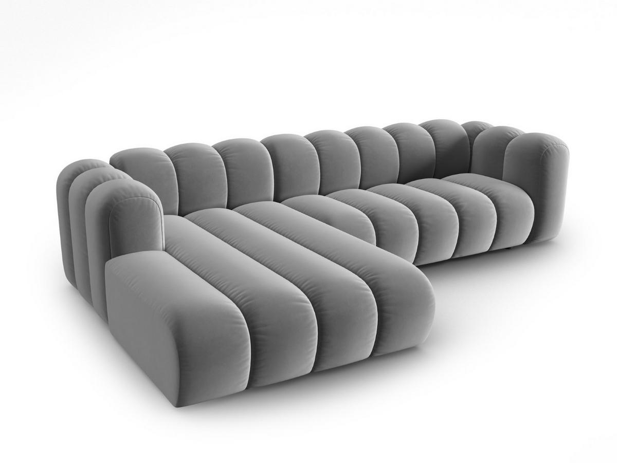 ECKSOFA modular links Lupine aus Samt grau 4 Sitzplätze - Grau, Textil (177/290cm) - Micadoni