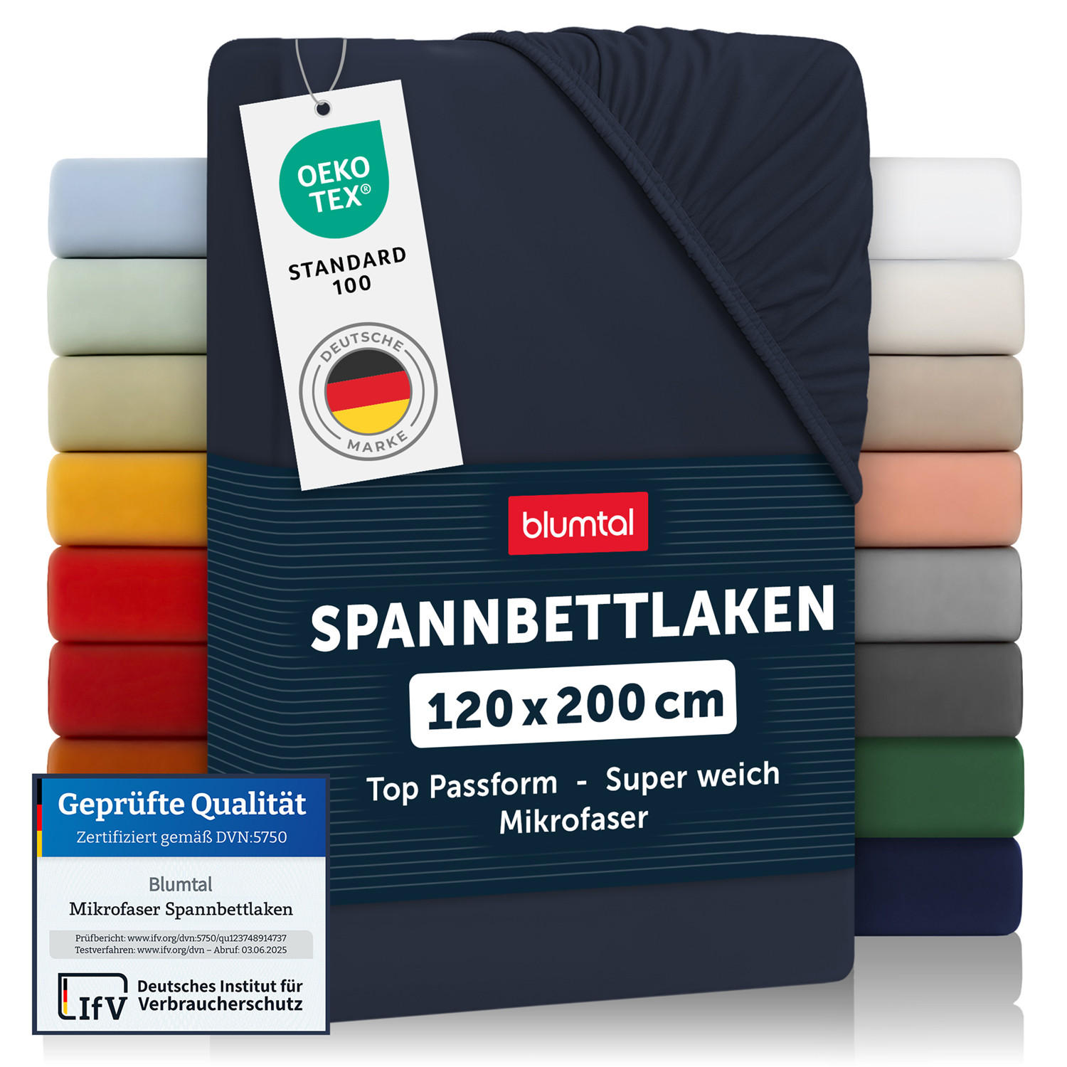 SPANNBETTLAKEN 120/200/30 cm Dunkelblau - Dunkelblau, Textil (120/200cm) - Blumtal