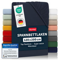 SPANNBETTLAKEN 120/200/30 cm Dunkelblau - Dunkelblau, Textil (120/200cm) - Blumtal