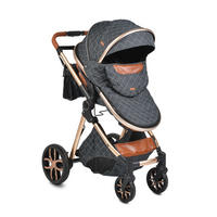 KINDERWAGEN Alma schwarz Sportsitz Tragetasche umbaubar Wickeltasche Sitz umkehrbar - Schwarz, Metall (90/60/120cm) - Moni