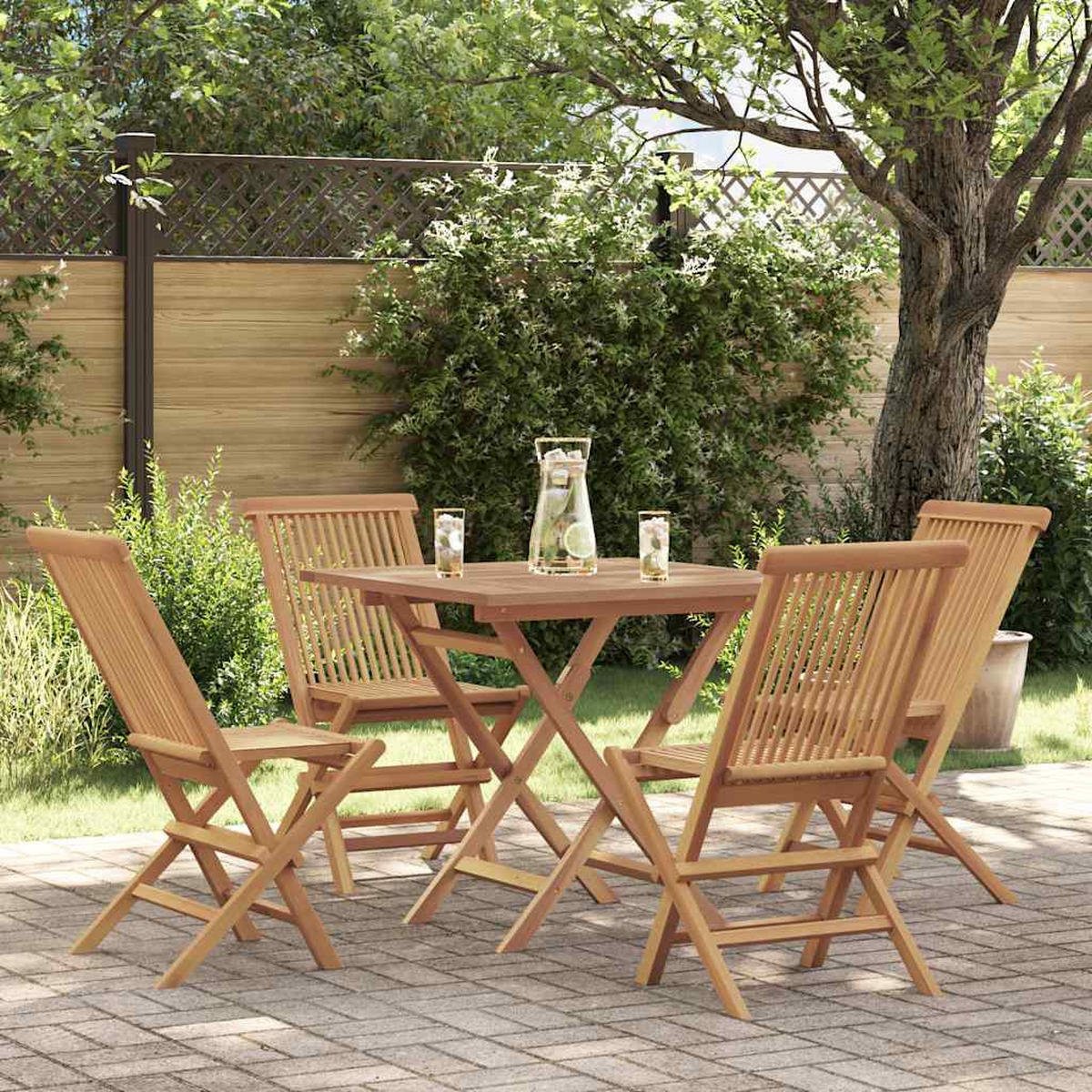 GARTENSET Yatess 5-teilig - Braun, Holzwerkstoff - Nettlife