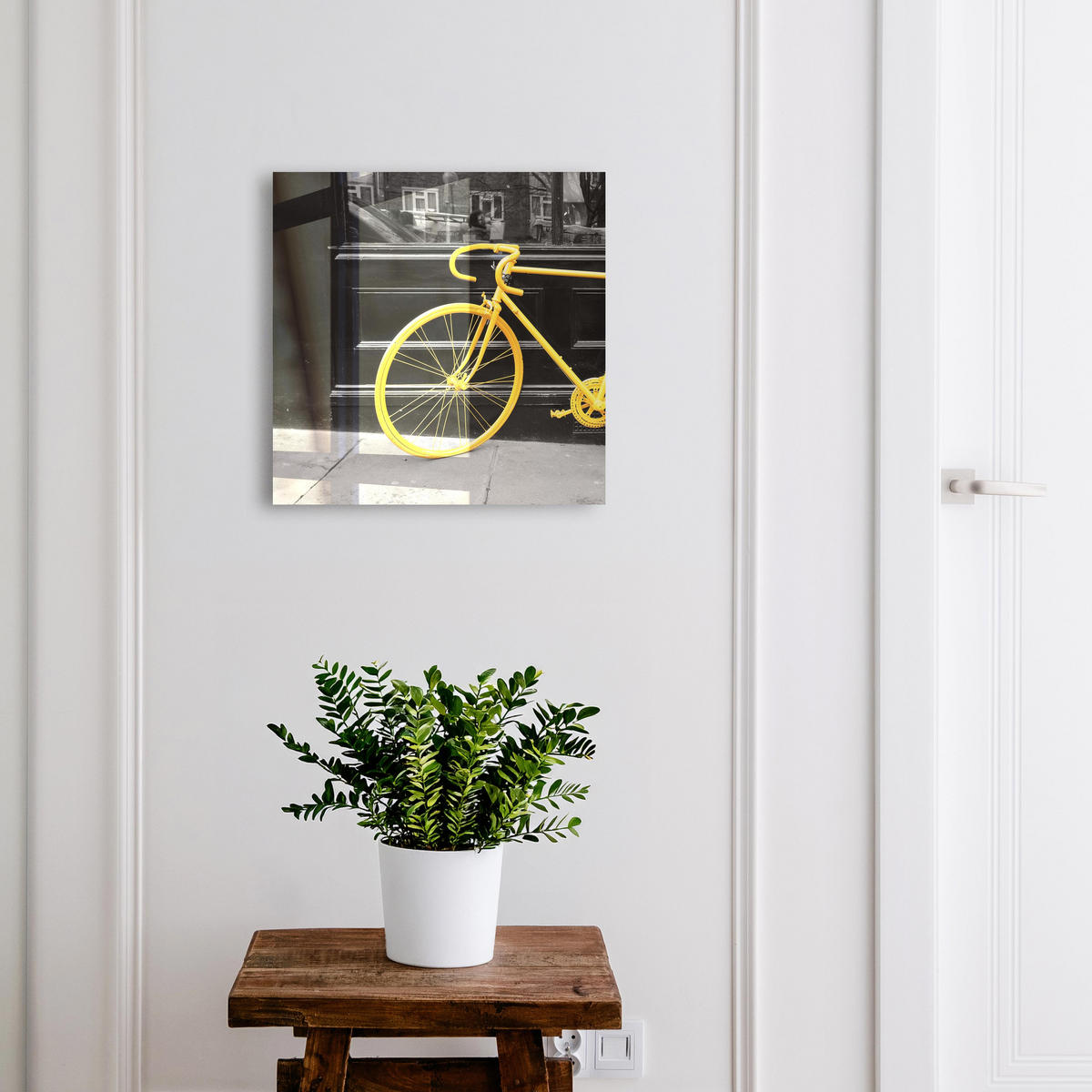 SCHLÜSSELBOX Schwarz 30x30 cm- Türöffnung nach rechts - Gelbes Fahrrad - Gelb, Metall (30/30/5cm) - TULUP