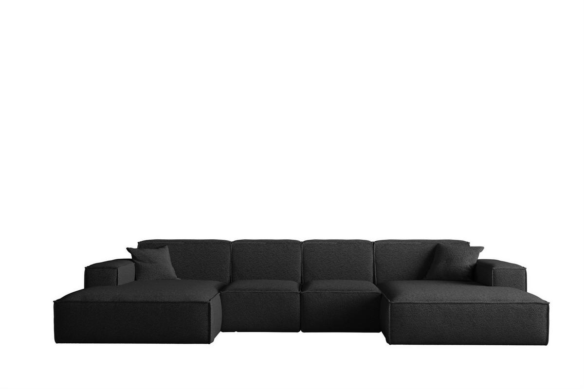 WOHNLANDSCHAFT Celes Premium Xs Bukla - Schwarz, Holzwerkstoff/Textil (342/73/165cm) - Fun Möbel