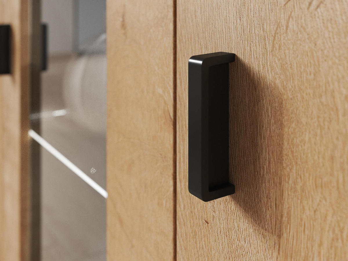 KOMMODE Soho S07 mit weißer LED Beleuchtung - Eichefarben/Schwarz, Holzwerkstoff/Kunststoff (120/80/41cm) - MIRJAN24