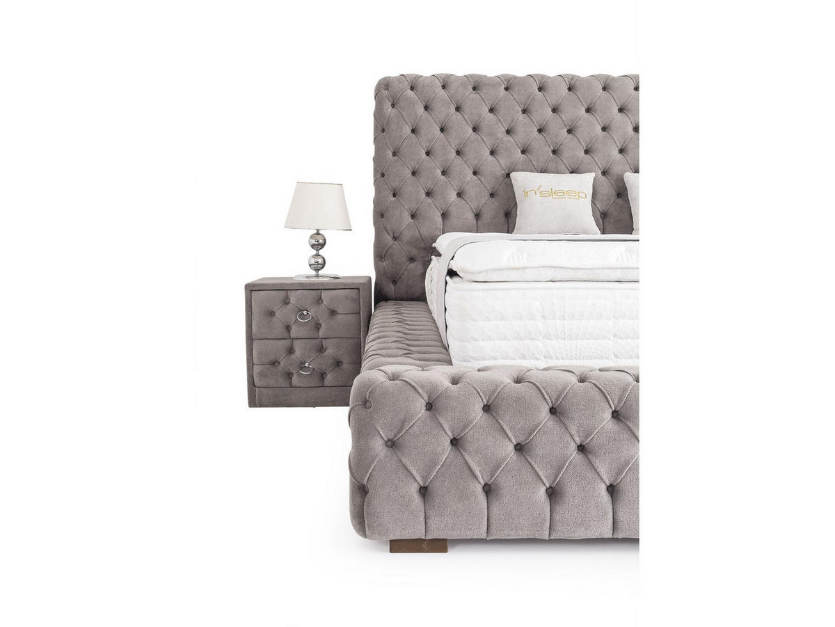 POLSTERBETT Marsilya 180x200 Grau - Grau, Textil/Metall (180/200cm) - Villa Möbel