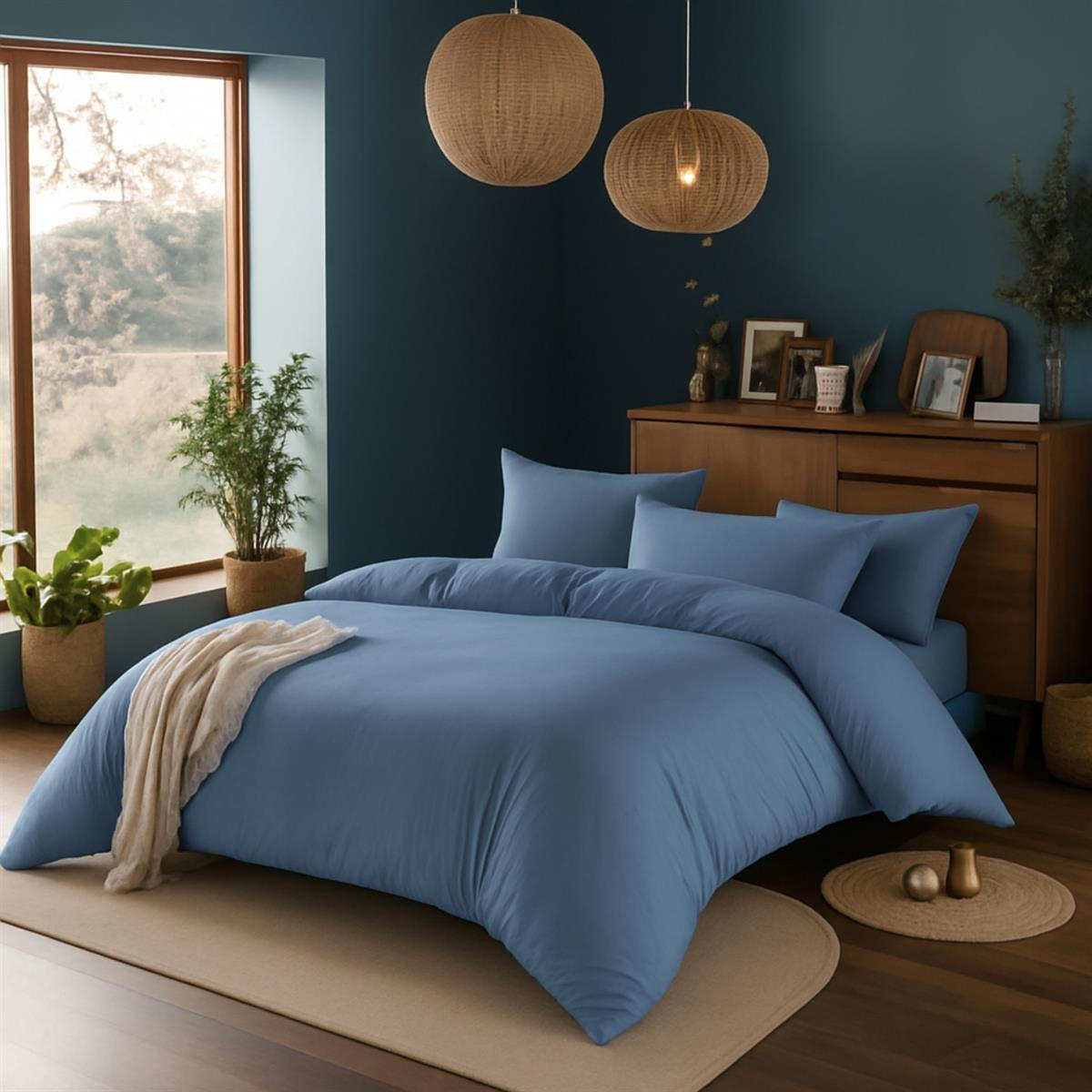 BETTWÄSCHE 135x200 Interlock Jersey Bettbezug einfarbig Baumwolle Rauchblau Uni - Made in Germany - Blaugrau, Textil (135/200cm) - Carpe Sonno