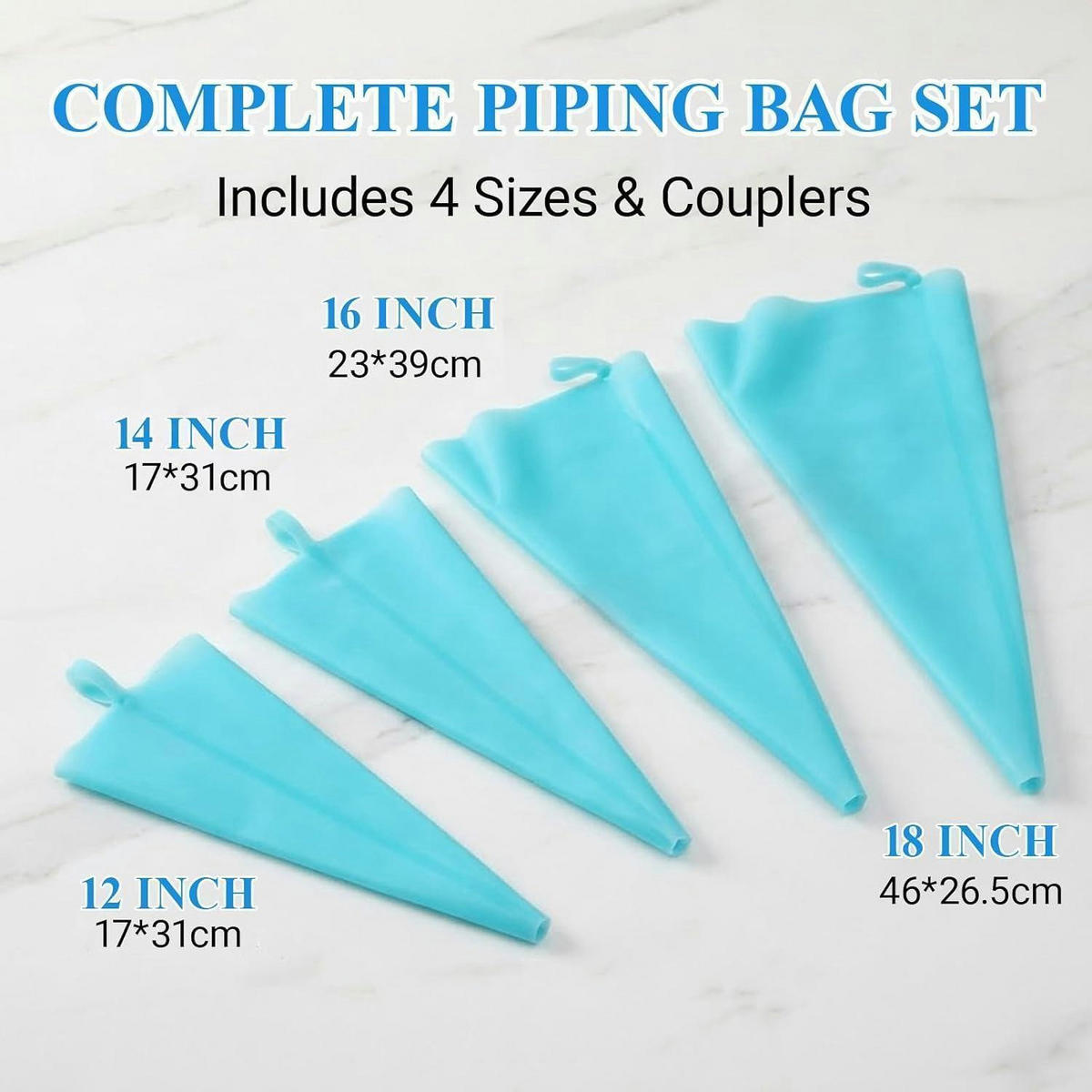 SPRITZBEUTEL 4-teiliges Set TPU 30-45 cm - Hellblau, Kunststoff (1/1/45cm)