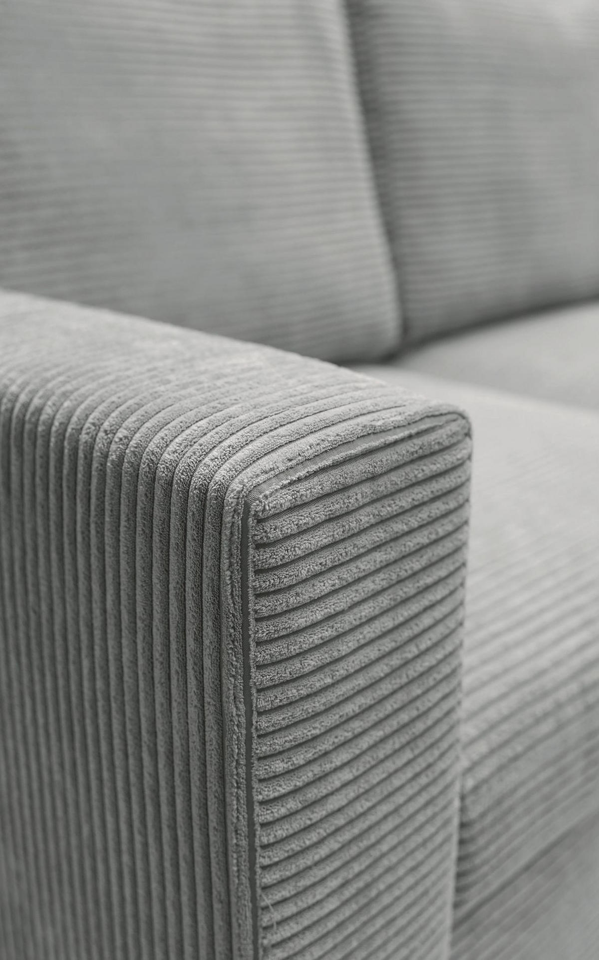 ECKSOFA Nalika Hellgrau mit Cordbezug - Hellgrau/Schwarz, Holz/Textil (143/230cm) - Selsey