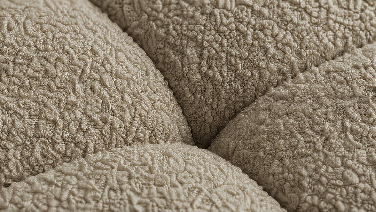 WOHNLANDSCHAFT OVIA U mit Bettkasten und Schlaffunktion, Bouclé-Stoff in U-Form - Cappuccino, Textil (350/80/185cm)
