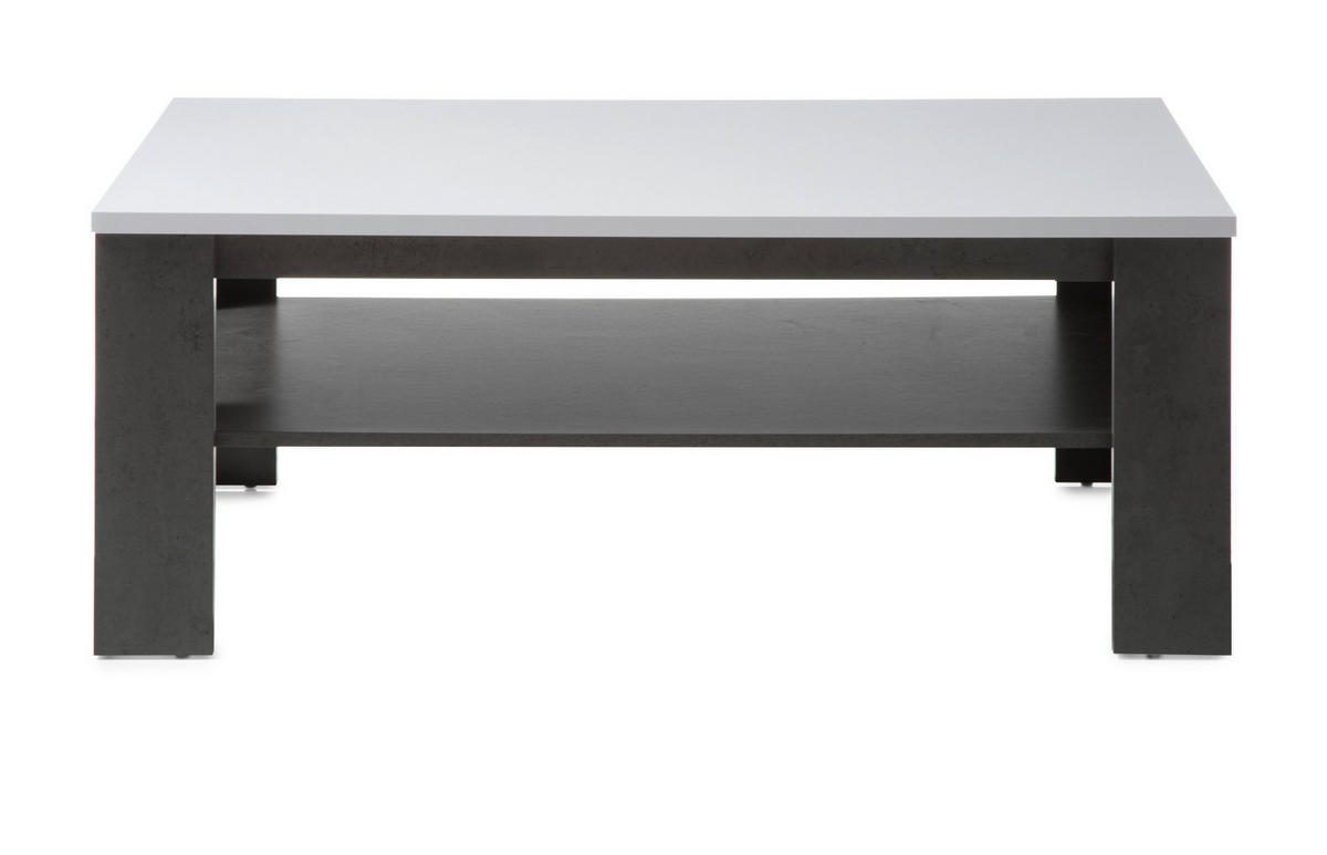 COUCHTISCH weiß Hochglanz, grau Stone 118 x 72 cm, Beistelltisch mit Ablage - Weiß Hochglanz/Grau, Holzwerkstoff (118/73/46cm) - Furn.Design