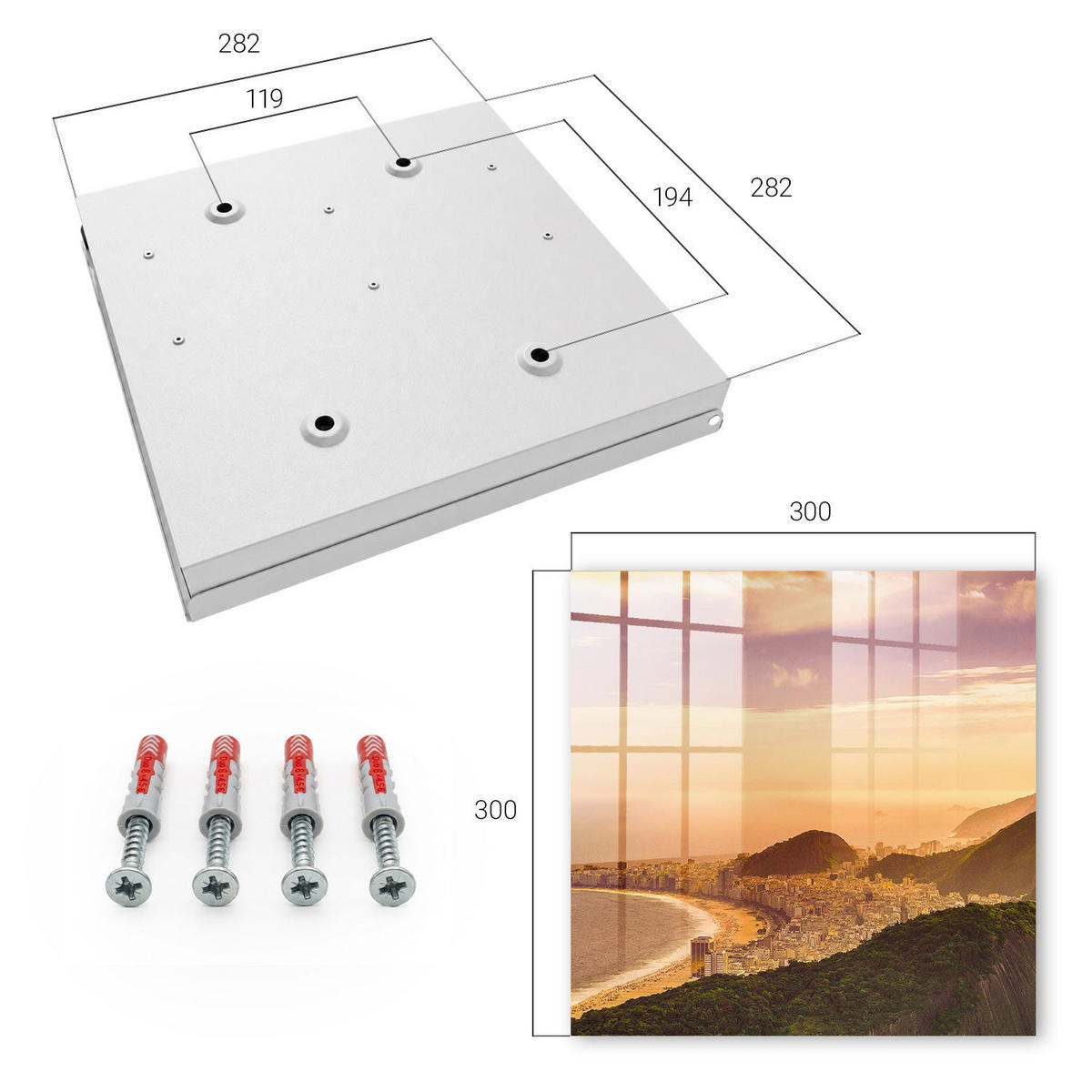 SCHLÜSSELBOX Weiß 30x30 cm – Türöffnung nach rechts - Urbane Harmonie - Orange, Metall (30/30/5cm) - TULUP