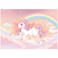 FOTOTAPETE Mädchen Einhorn Rosa 150x105 cm - Multicolor, Papier (150/105cm) - Wallarena