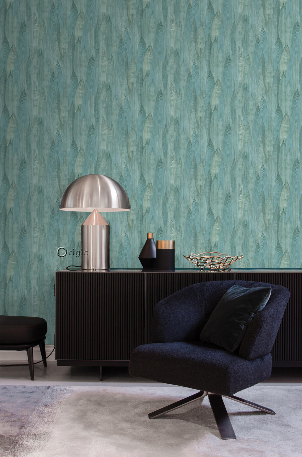 TAPETE Blätter 53 cm x 10.05 m - Türkis, Papier (53/1000cm) - Origin Wallcoverings