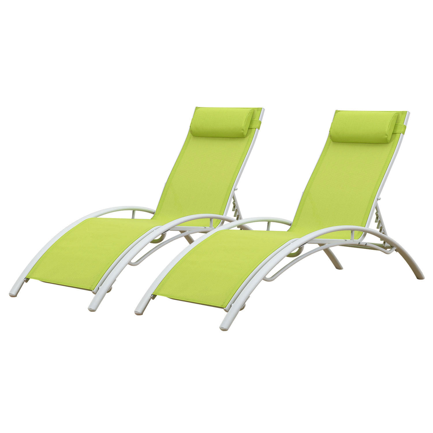 SONNENLIEGEN Galapagos Grün und Weiß 2er-Set - Grün, Metall (63/82/173.5cm) - Happy Garden