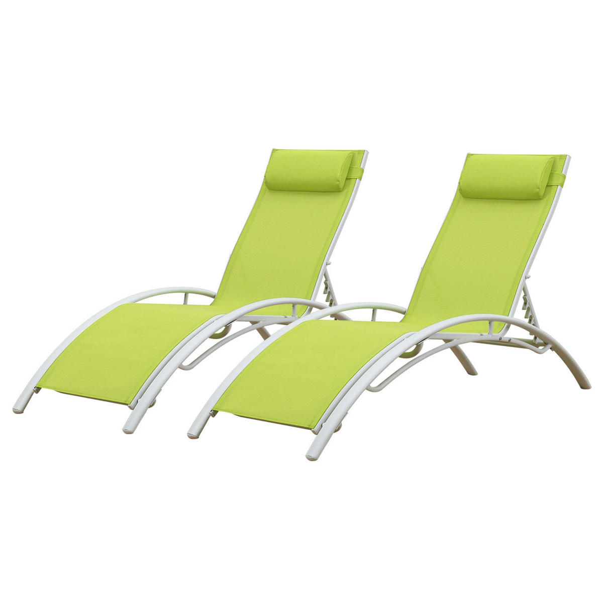 SONNENLIEGEN Galapagos Grün und Weiß 2er-Set - Grün, Metall (63/82/173.5cm) - Happy Garden