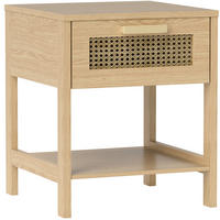 NACHTTISCH 40/40/48,4 cm in Natur mit Schublade und Rattan-Front - Hellbraun, Holz (40/48.4/40cm) - Flora Grace