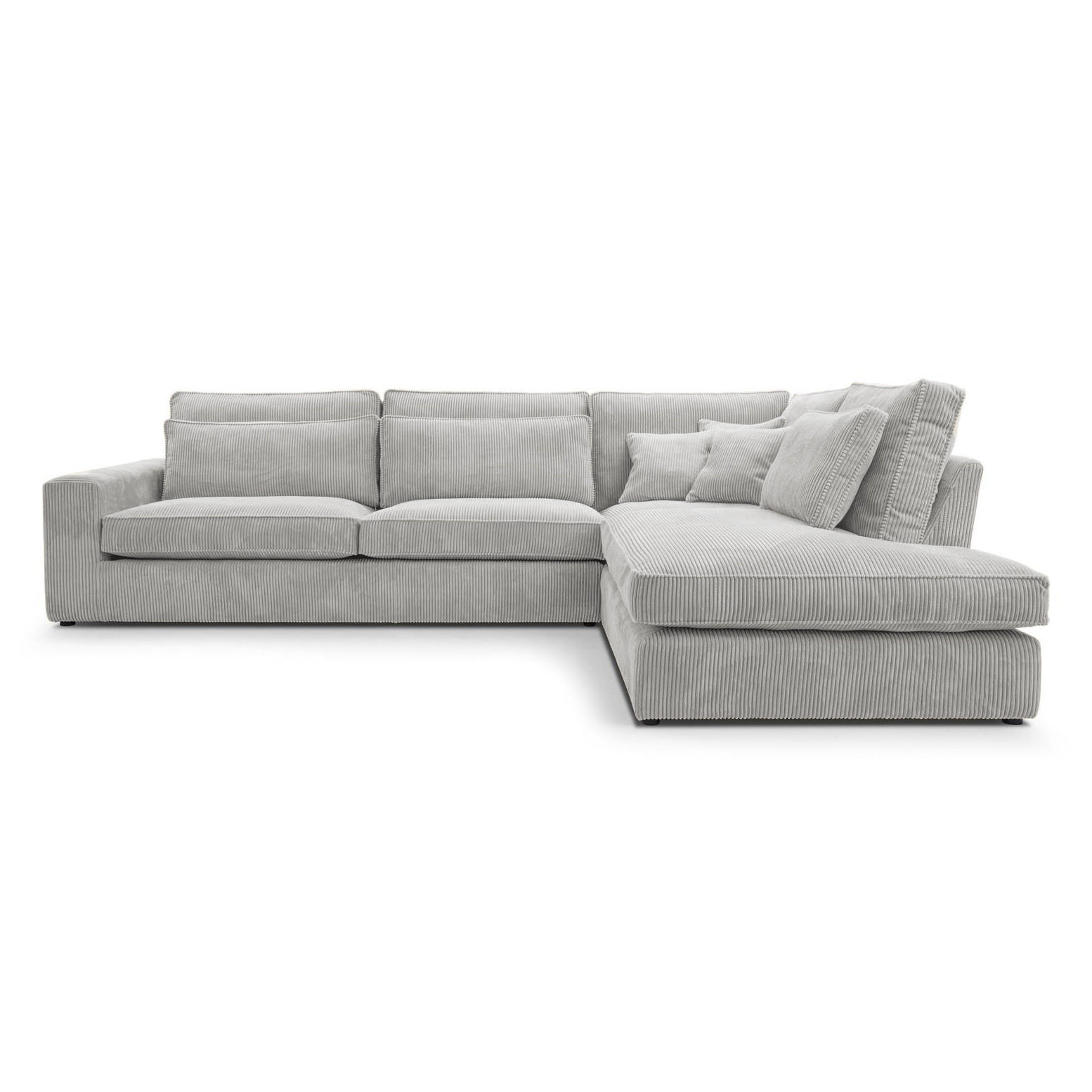 Beautysofa ROHOVÁ pohovka Parma bez funkce spaní, manšestrová látka, šedobéžová, pravá