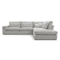 ECKSOFA Parma ohne Schlaffunktion, Cord-Stoff, Graubeige, Rechts - Hellgrau/Schwarz, Textil (314/224cm) - Beautysofa