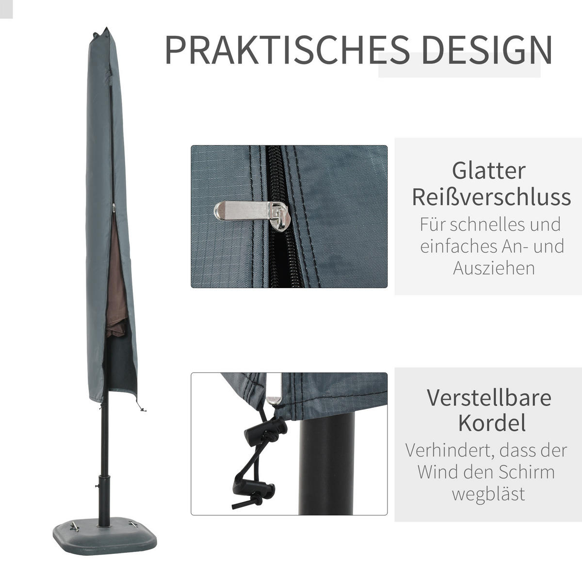 SONNENSCHIRMHÜLLE, Oxfordstoff, Grau - Grau, Kunststoff (35/1/178cm) - Outsunny