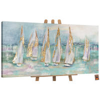 GEMÄLDE Segelboote auf Keilrahmen 200x100 cm - Türkis, Holz (200/100cm) - YS-art gallery