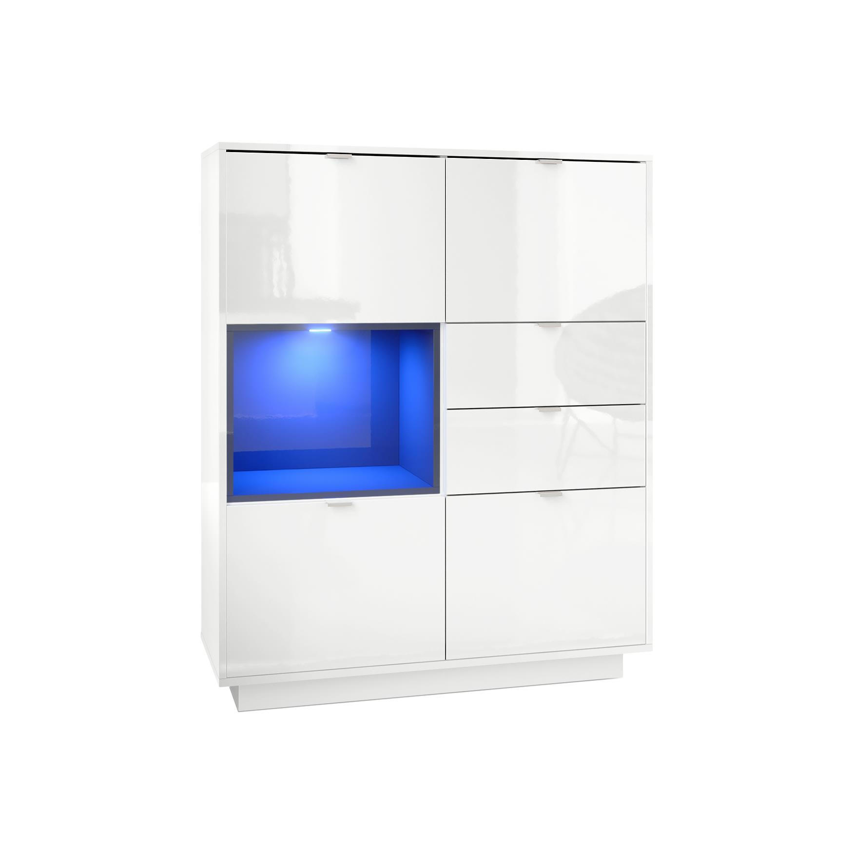 Vladon Highboard Schwarz Hochglanz 103x123x37.5 cm