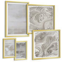 BILDER SET 5er Set - 50x50 cm & 20x30 cm & 40x60 cm Goldrahmen - Abgenutzte Texturen, moderner Stil - Goldfarben, Kunststoff (40/60cm) - TULUP