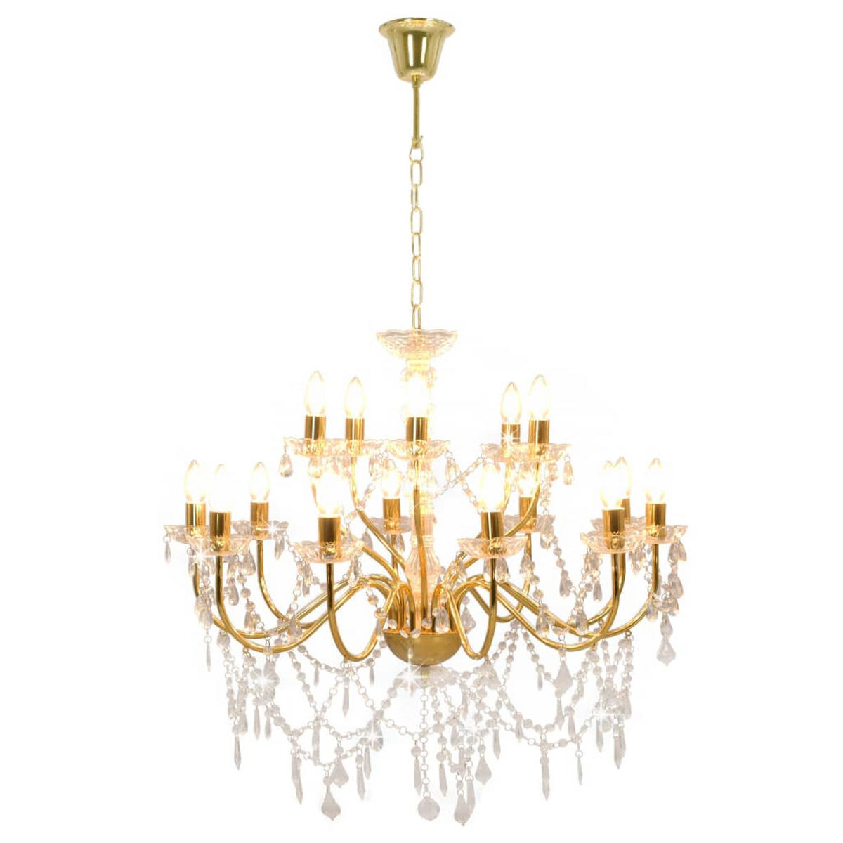 KRONLEUCHTER 2-Lagig Golden 15/E14-Glühbirnen - Goldfarben, Metall (80/80/74cm) - vidaXL