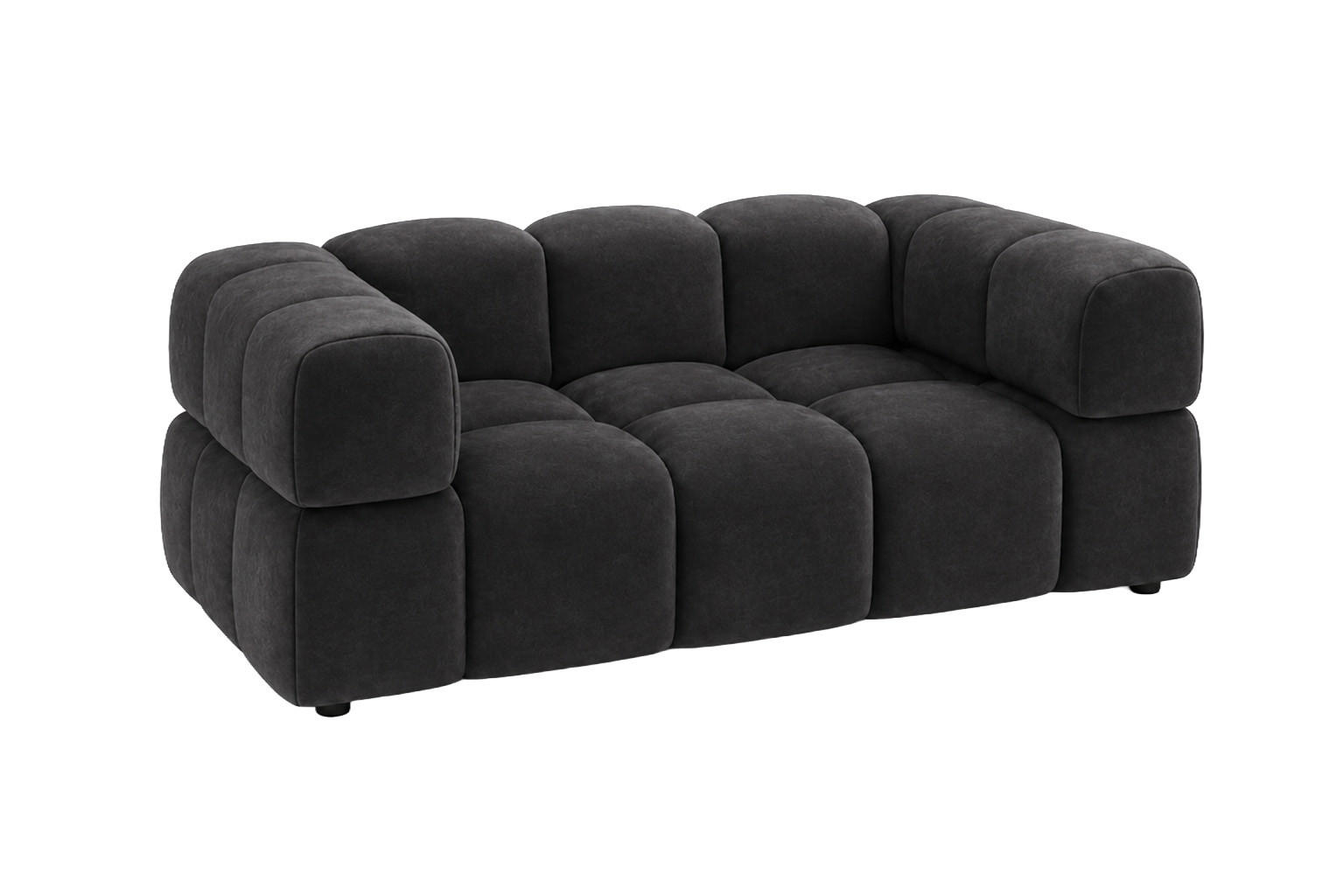 SOFA 2-Sitzer, Couch, Veloursstoff Bluvel, Schwarz, Averro - Schwarz, Holz (200/70/96cm) - Kaiser Möbel
