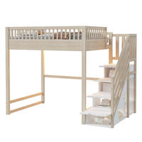 HOCHBETT 140/200 cm in Natur mit Stauraumtreppe und LED - Naturfarben, Holz/Holzwerkstoff (140/200cm) - STILVORA