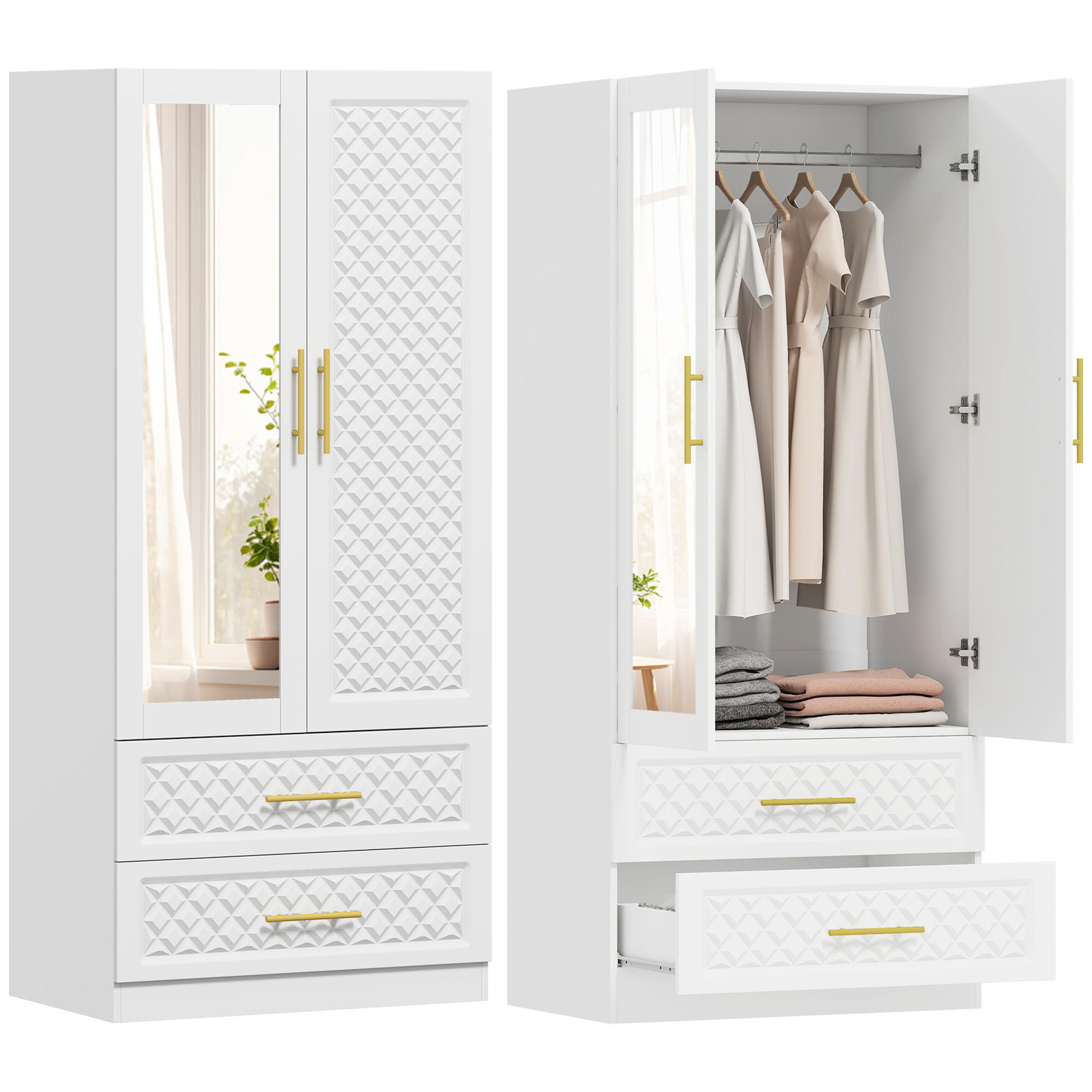 Pangivo Kleiderschrank Weiß 50x180x80 cm