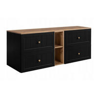 WASCHBECKUNTERSCHRANK GUSTO 140 cm mit Arbeitsplatte Farbe: Eichen Craft mit einer Mattzblacken Platte - Eichefarben/Schwarz, Holzwerkstoff (140/58/46cm) - Rodan