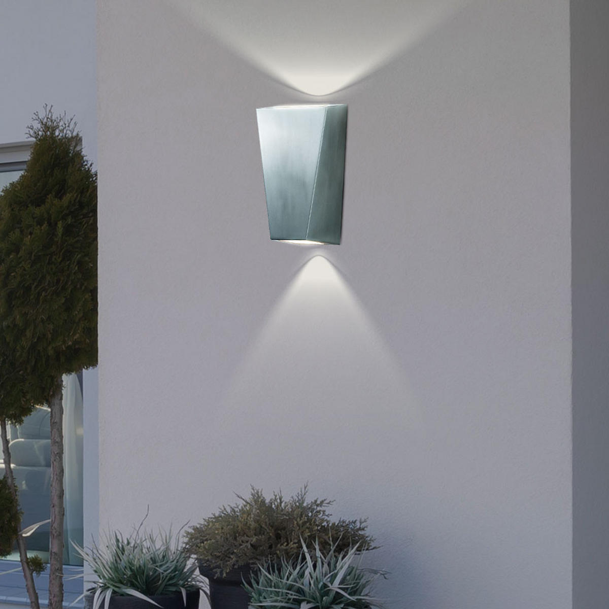 LED AUSSEN-WANDLEUCHTE Aluminium Silber - Silberfarben, Glas (12/21.5/10cm)