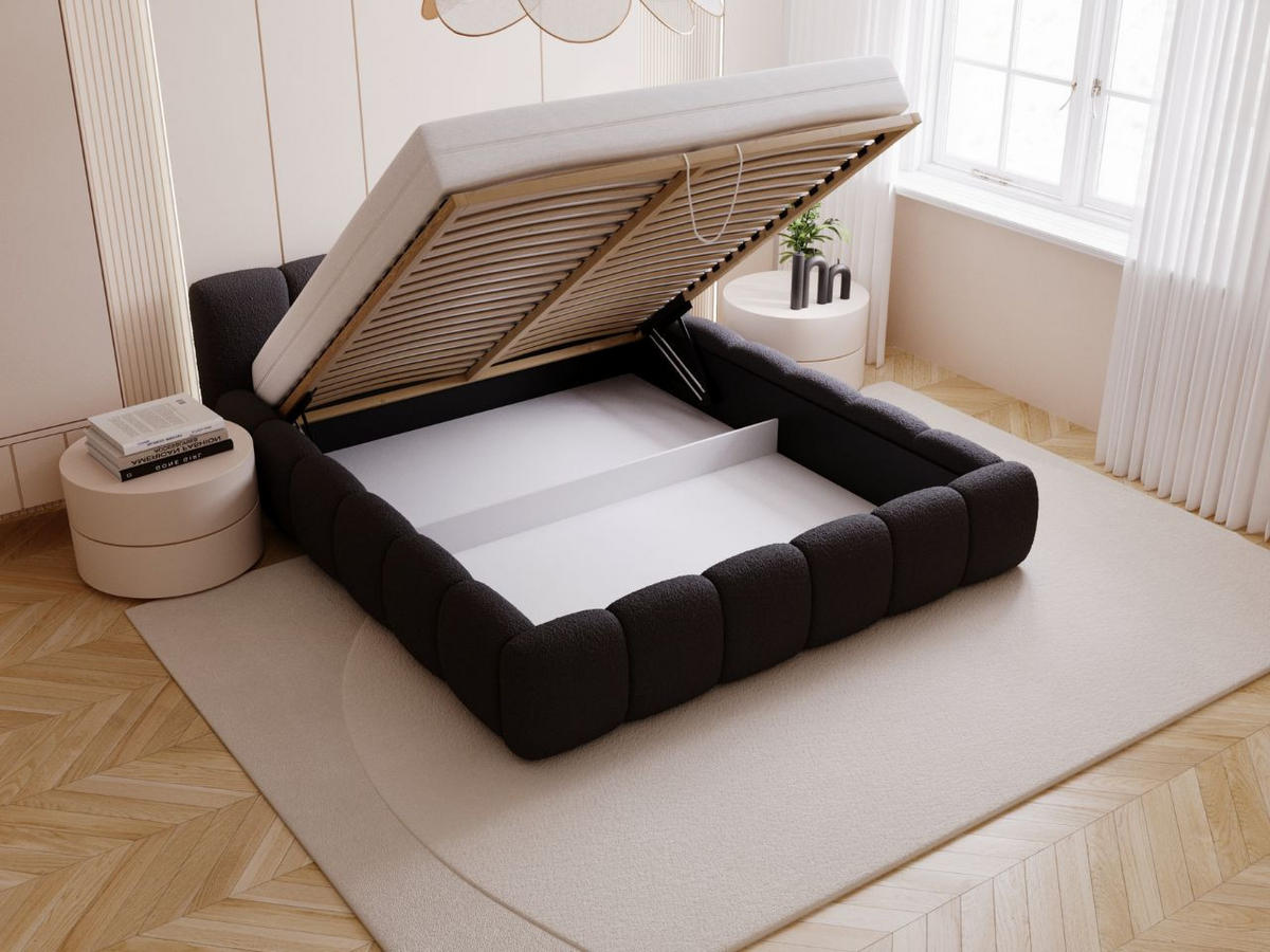 POLSTERBETT Cloud Low 180x200 Bouclé-Stoff Schwarz - Schwarz, Textil (180/200cm) - Graingold