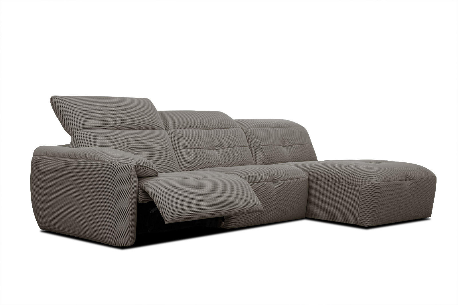 ECKSOFA TRENTO 4-Sitzer mit 1 Relaxfunktion, braun - Schwarz/Braun, Holzwerkstoff/Kunststoff (262/165cm) - Courtois Laville