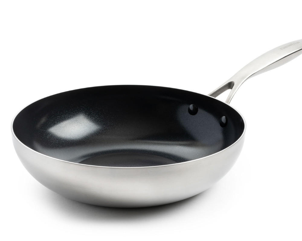 WOK-PFANNE WOKPFANNE Geneva - Edelstahl - ø 28 cm / 3.6 Liter - Keramische Antihaftbeschichtung - Silberfarben, Metall (28cm)