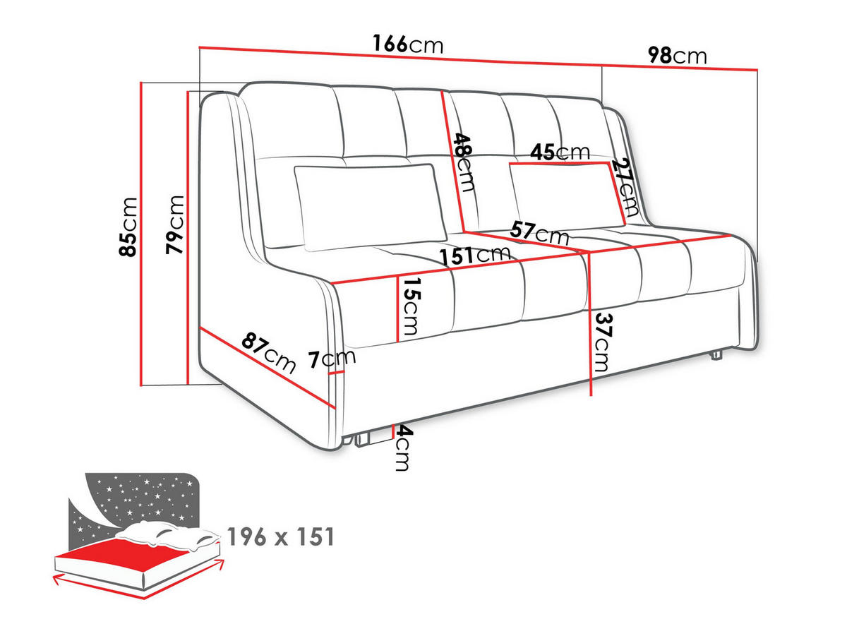 SCHLAFSOFA Viva Elite IV - Dunkelbraun/Schwarz, Holz/Metall (166/85/98cm) - MIRJAN24
