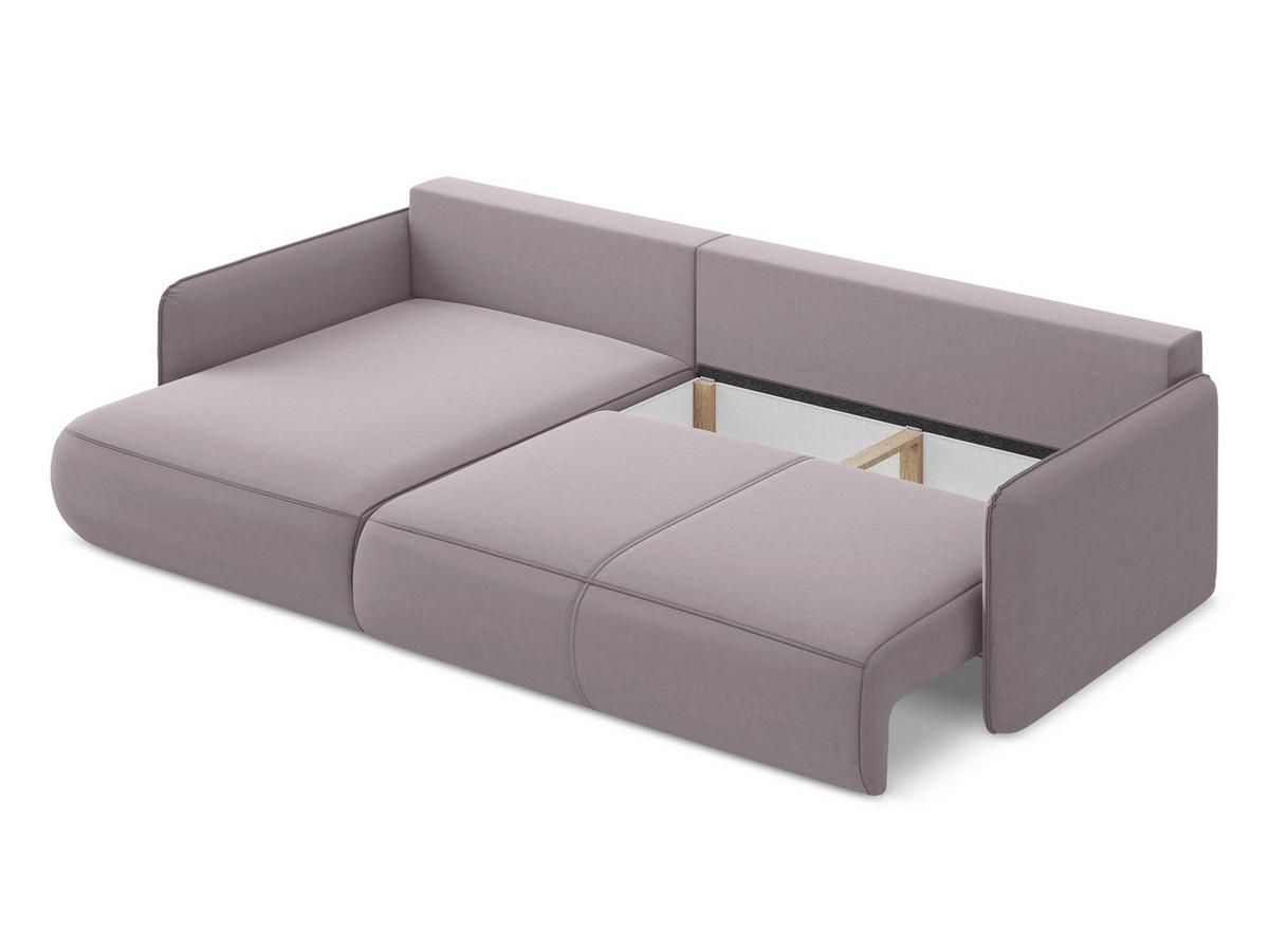 ECKSOFA mit Schlaffunktion Samt Stoff Violett - Lila/Flieder, Kunststoff/Textil (148/240cm) - Makamii