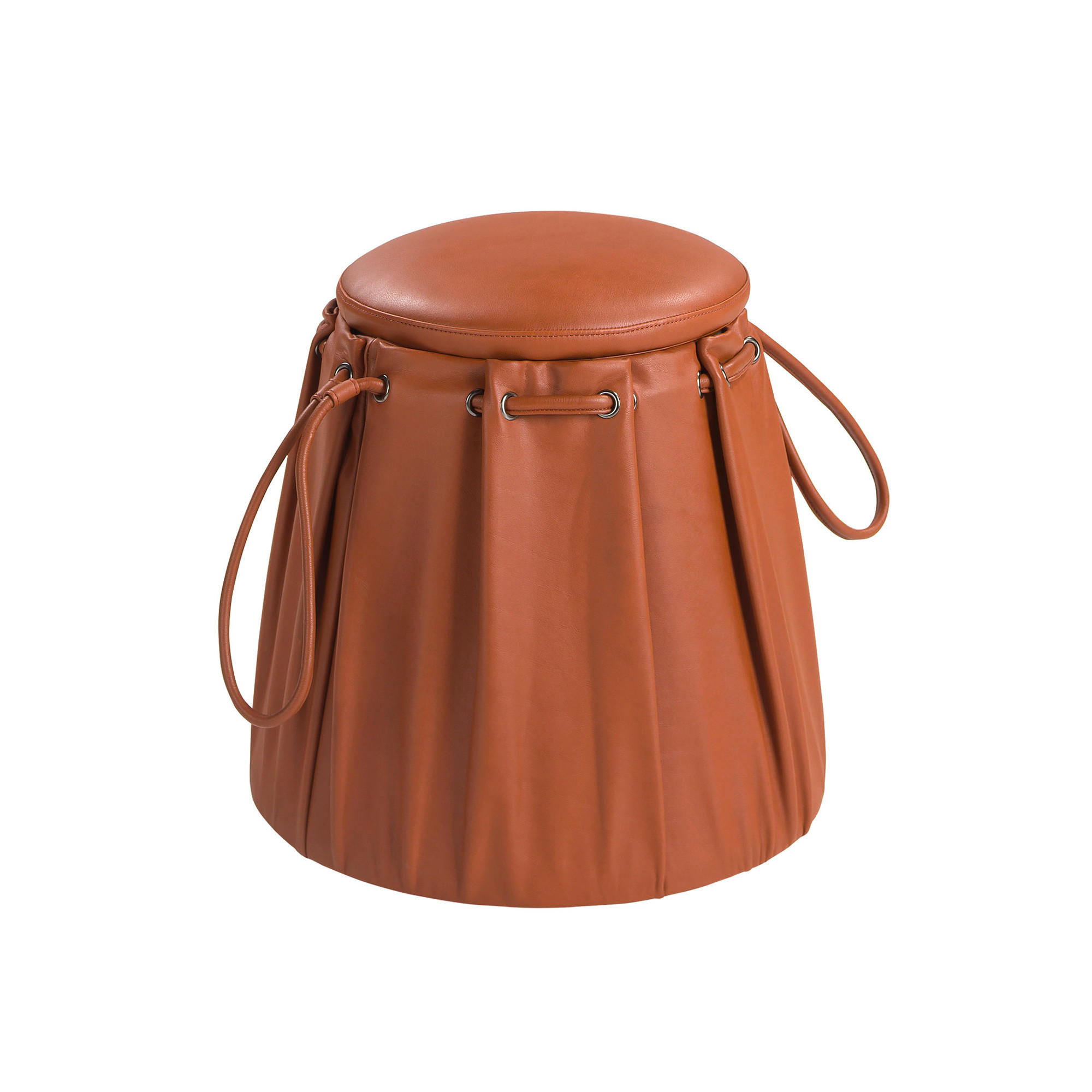 POUF rund Kessel orange 52/52/44 - Orange, Leder (52/44/52cm) - ANGEL CERDA