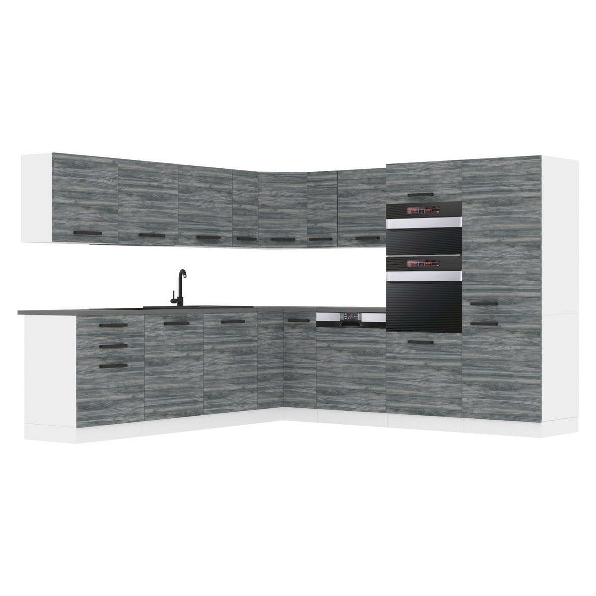 KÜCHE L-Form Jane, , mit Arbeitsplatten, Glamour Wood - Grau, Holz (480/204/60cm) - B BELINI GROUP
