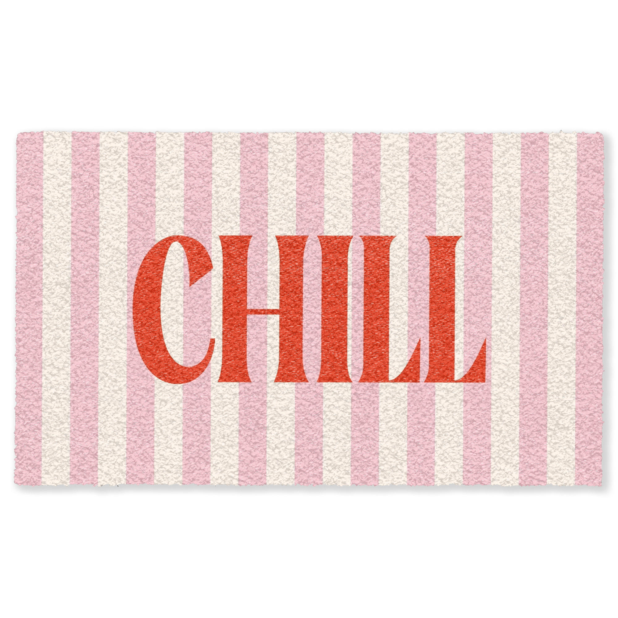 FUSSMATTE Zartrosa – Rot – Streifen – Chill 150x90 cm - Rosa, Kunststoff (150/0.4cm) - MuchoWow