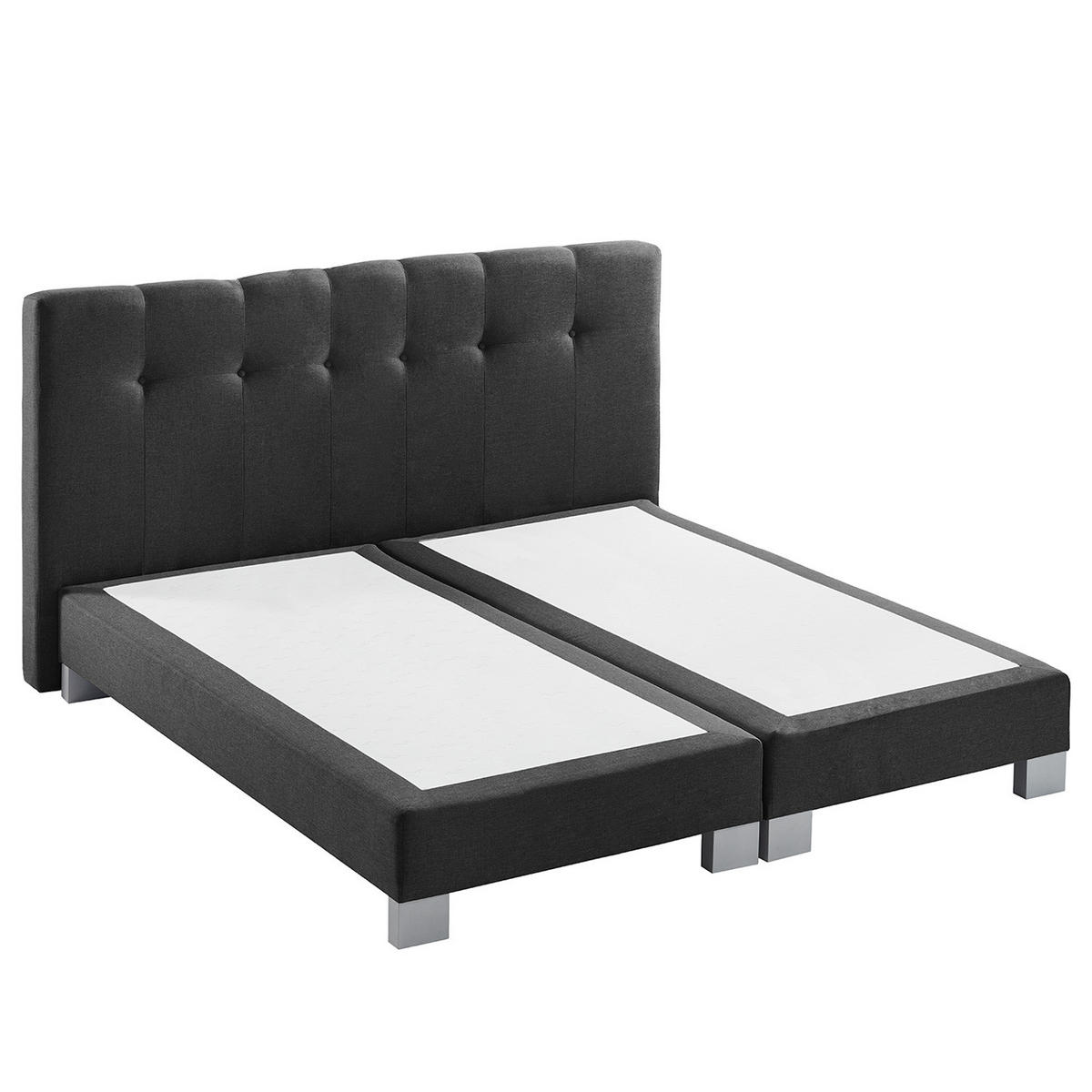 BOXSPRINGBETT - Webstoff - Grau, Textil (180/200cm) - home24