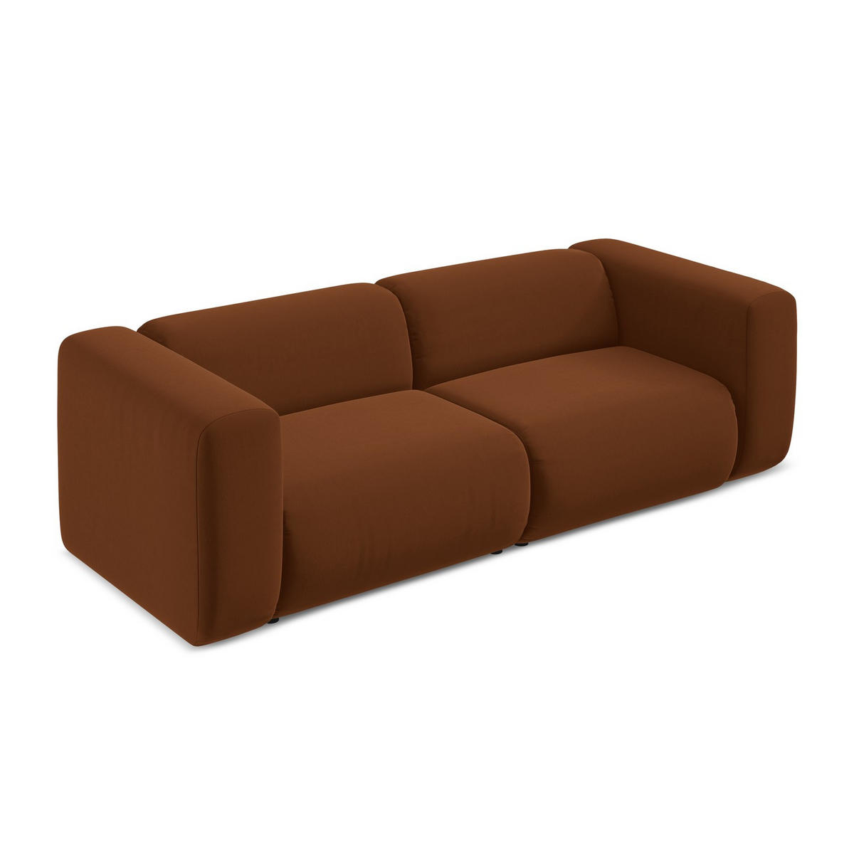 3-SITZER SOFA Samt Stoff Orange - Terracotta/Schwarz, Kunststoff/Textil (228/70/89cm) - LaMiaSofa