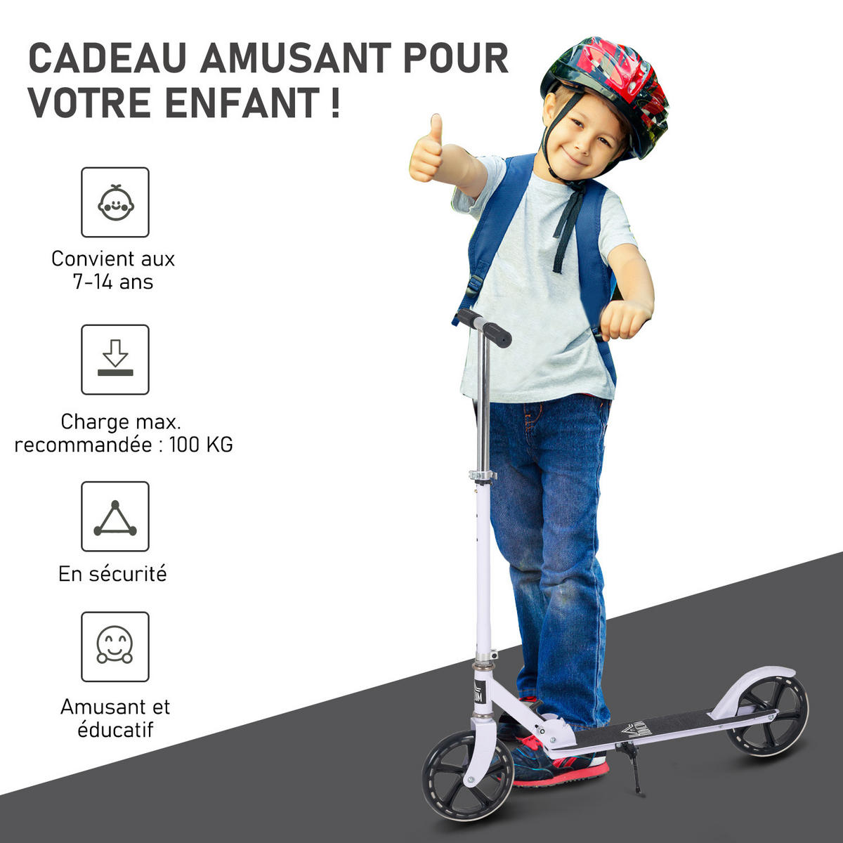 KINDERSCOOTER DE-16919 Pliable 4-fach höhenverstellbar Weiß - Weiß, Metall (88/37/100cm) - ComfortXL