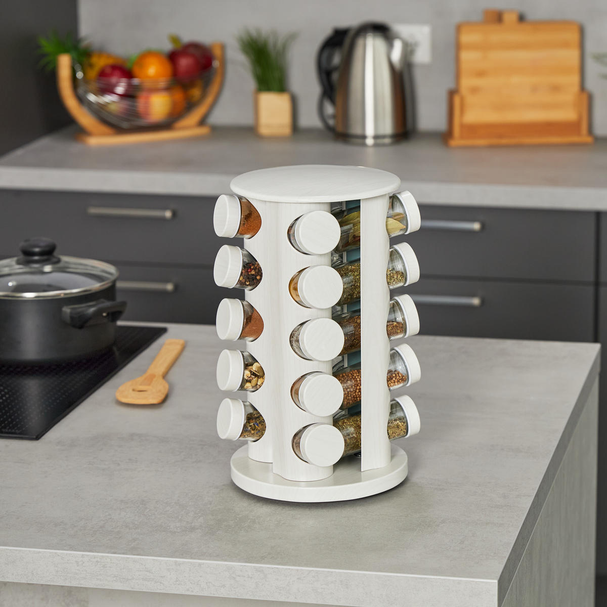 GEWÜRZKARUSSELL - Multicolor, Glas/Kunststoff (19/33.5/19cm) - Relaxdays